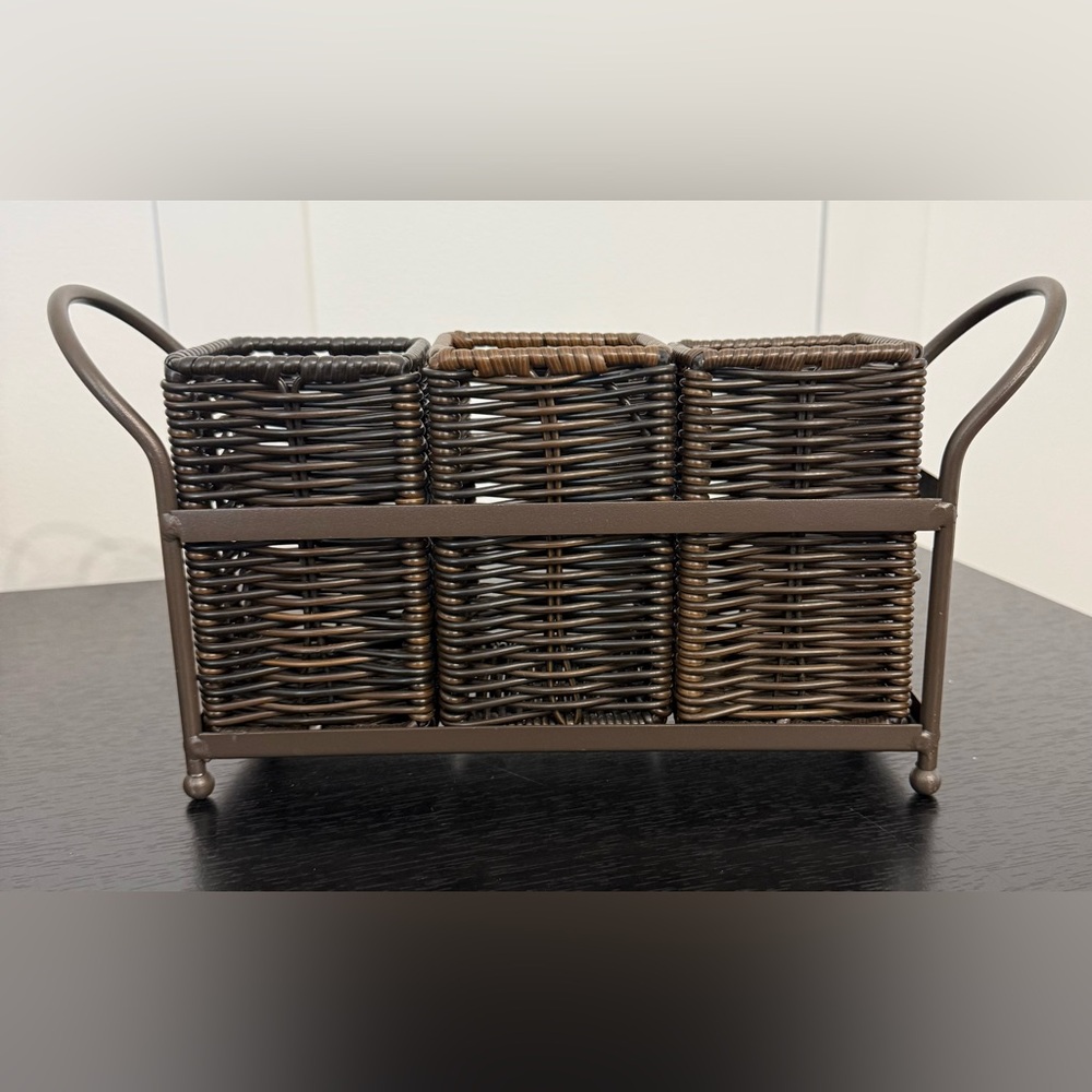 Pier 1 Wicker Utensil Holder with Handles
